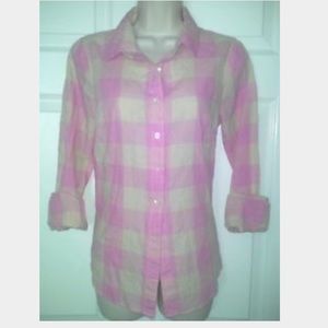J.Crew pink gingham plaid "The Boy" shirt