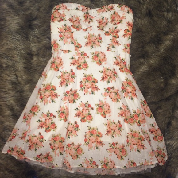 strapless floral dress