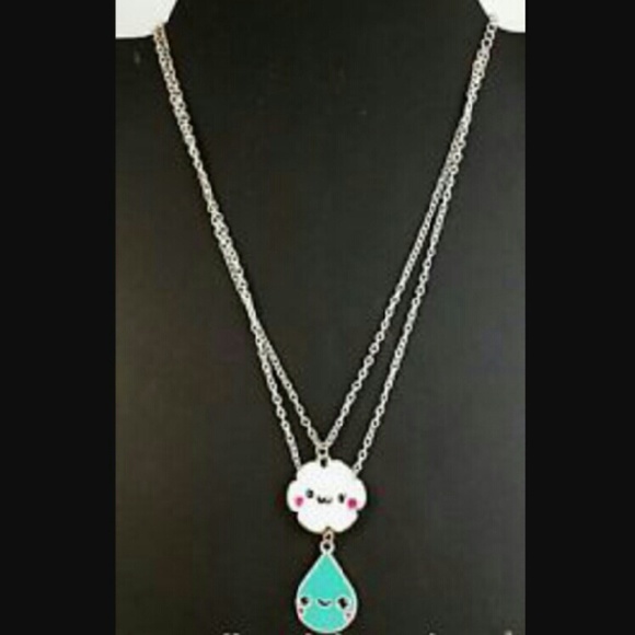Cloud and raindrop necklace