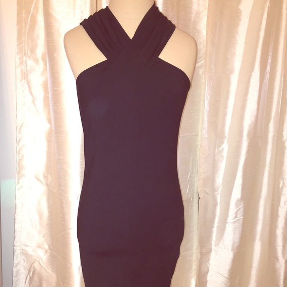 Sexy Black Exposed Shoulder Leith Dress