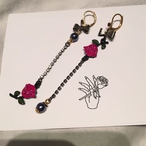 Betsey Johnson rose dangle earrings