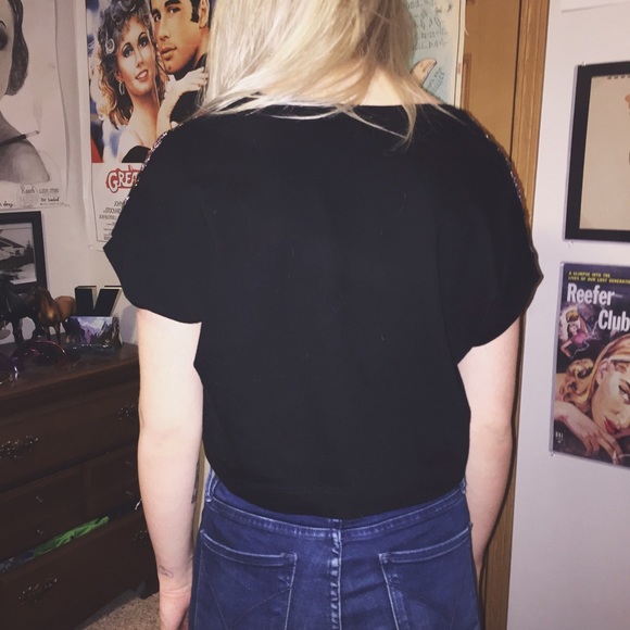 Black Croptop with Shoulder Embellishment! - Picture 3 of 3