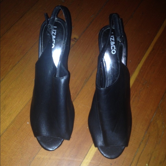 Peep toe black booties