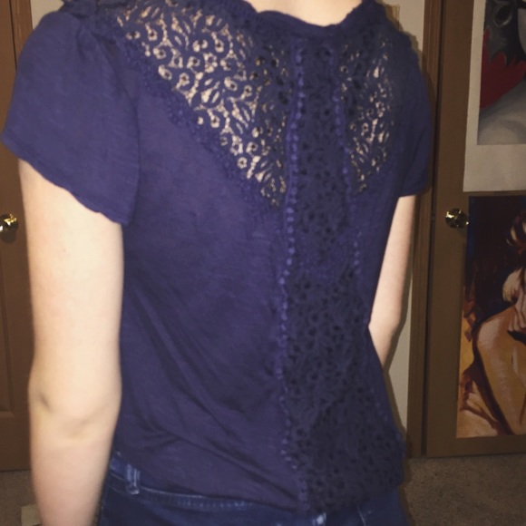 Blue Croptop with Open lace paneling and back! - Picture 2 of 2