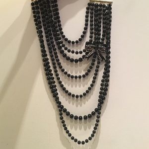 Betsey johnson black bow layer necklace