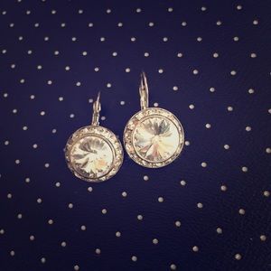 Silver big chunky diamond earrings