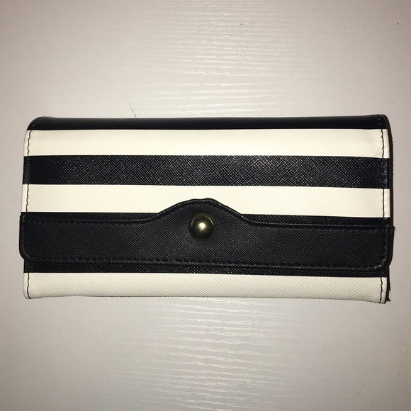 Black and white striped wallet.