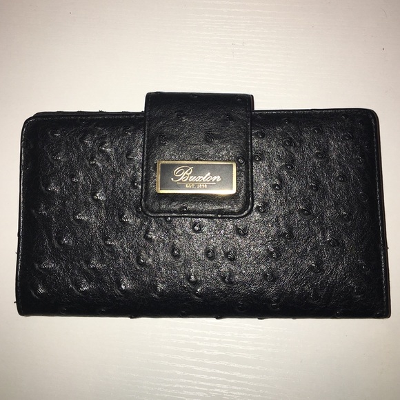 Black Buxton ostrich skin wallet