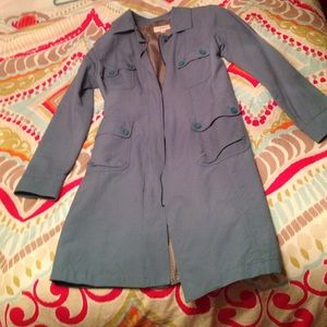 Blue Rain Coat-Trench Coat Style