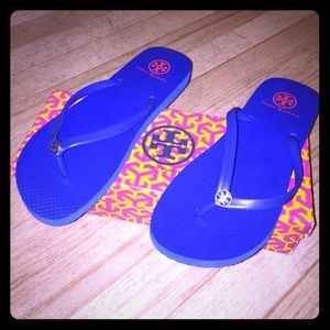 Tory Burch Blue Rubber Flip Flops