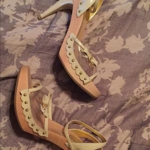 Guess Nude Heels with Gold Accents