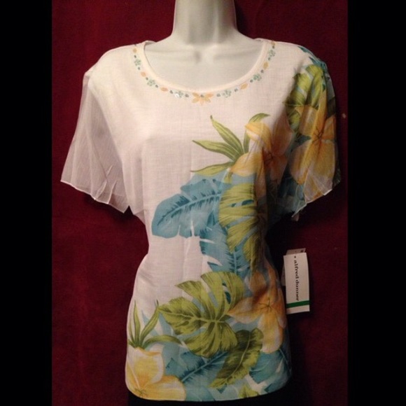 💖Alfred Dunner🌺 Walking On Sunshine Blouse💙