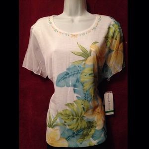 💖Alfred Dunner🌺 Walking On Sunshine Blouse💙