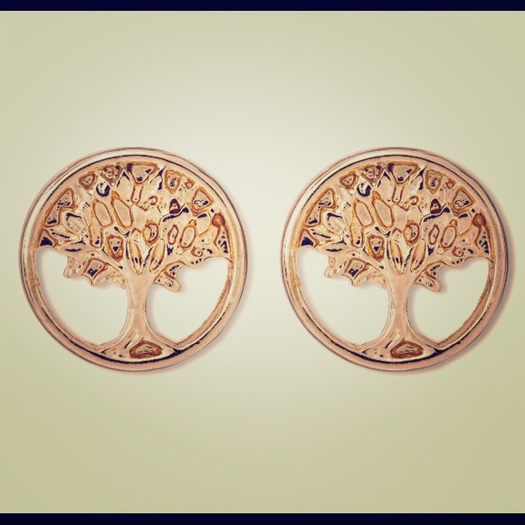 J Crew Gold Round Tree Earrings NEW NWOT