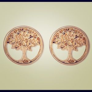 J Crew Gold Round Tree Earrings NEW NWOT