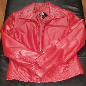 Red leather jacket