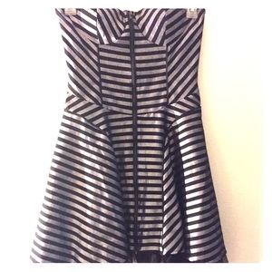Strapless black and silver zipper dress