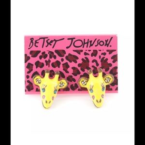Betsey Johnson Yellow Giraffe Post Earring NEW NWT