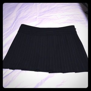 Pinstripe mini skirt.