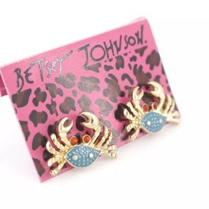 Betsey Johnson Gold Blue Crab Post Earring NEW NWT
