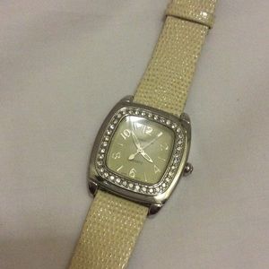 Cream leather watch