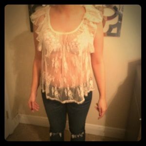 See through cream top