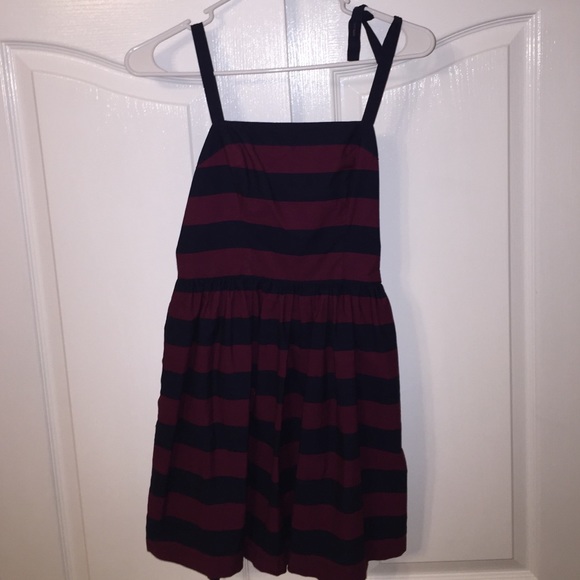 striped navy blue & red dress