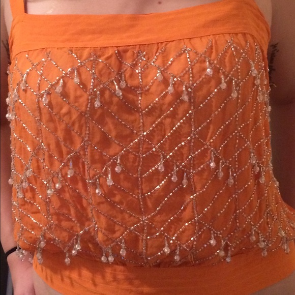 Orange Beaded Crop Top