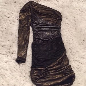 Metallic Bebe one shoulder