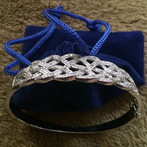 Diamond and silver band bracelet