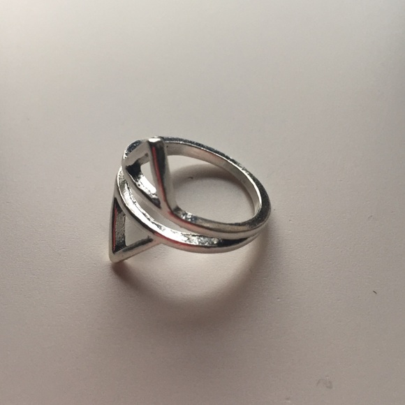 Statement Silver Triangle Ring - Picture 2 of 4