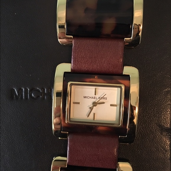 Michael Kors brown leather/ tortoise shell watch