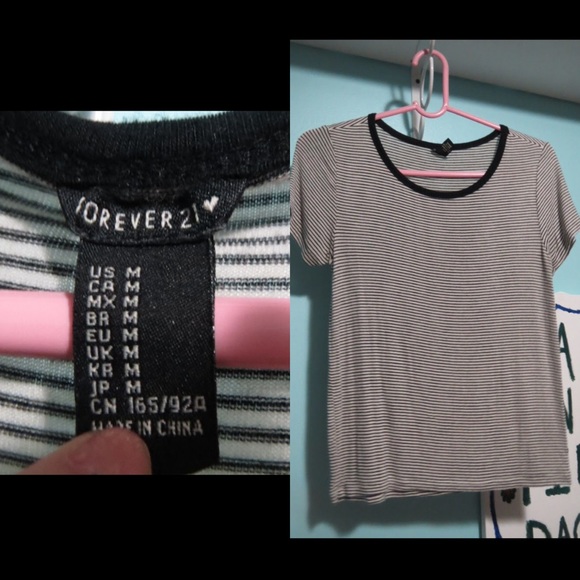 Medium black and white striped tee