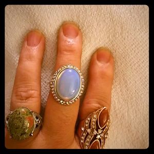 Blue Moonstone Sterling Silver Ring