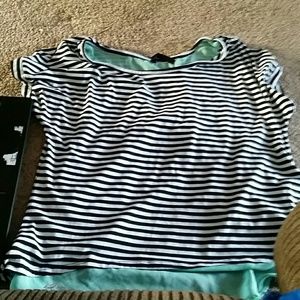 Black and white turquoise blouse