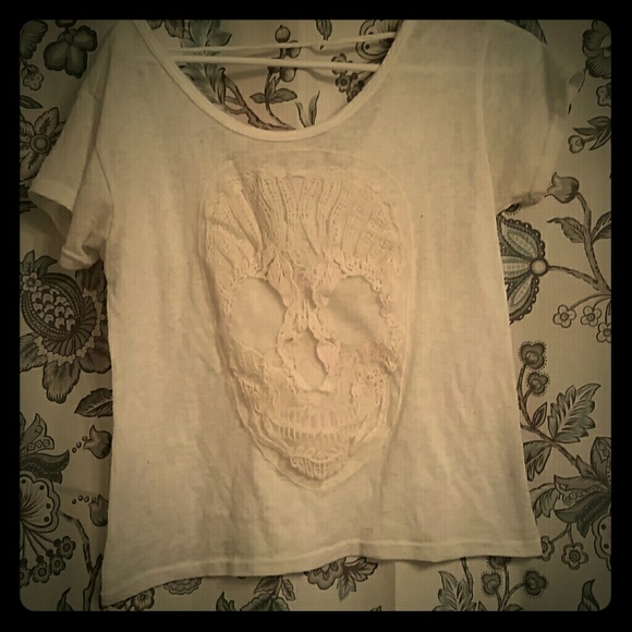 Crocheted embellished skull top