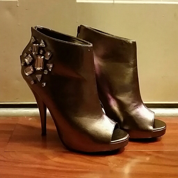BeBe Pewter Rhinestone heels