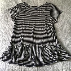 Gap navy and white striped peplum shirt WL.