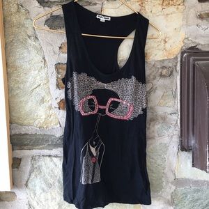 Stylebook Tops - Curly hair girl with glasses tank top Stylebook Tops - Curly hair girl with glasses tank top