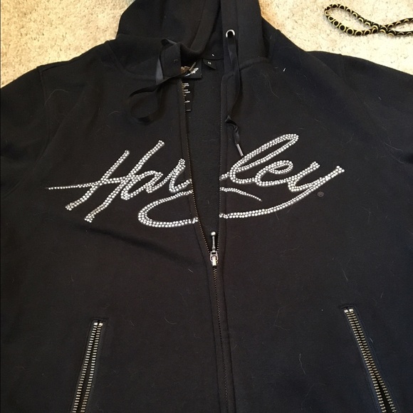 Harley Davidson Blinged zip up hoodie