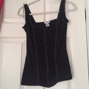 Cache black tank with chain detail