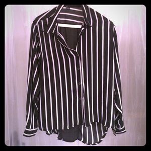 Black and white hi-low shirt