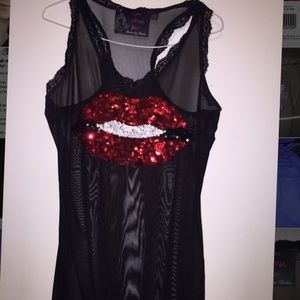 Sheer Red lip Tank top