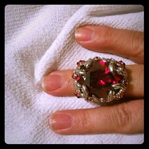 Silver Red Ruby Ring