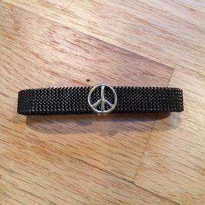 Stretchy Sterling Silver Peace Bracelet.