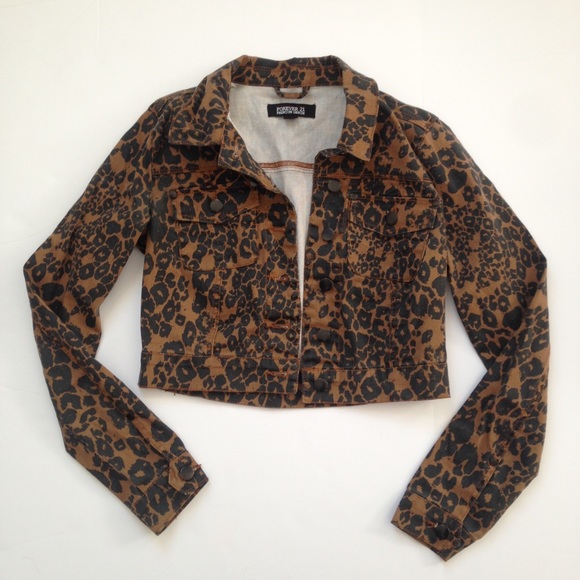 Cropped Cheetah Denim Jacket