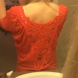 Cute express lace back short sleeve top