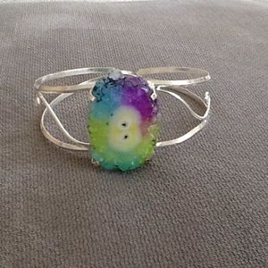 Beautiful natural stonemulticolor silver bracelet