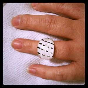 Glass Ring with Black Accents