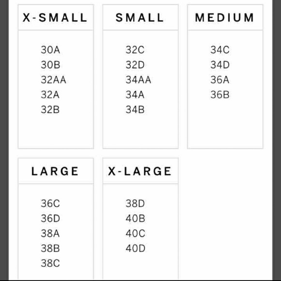 vsx sports bra size chart